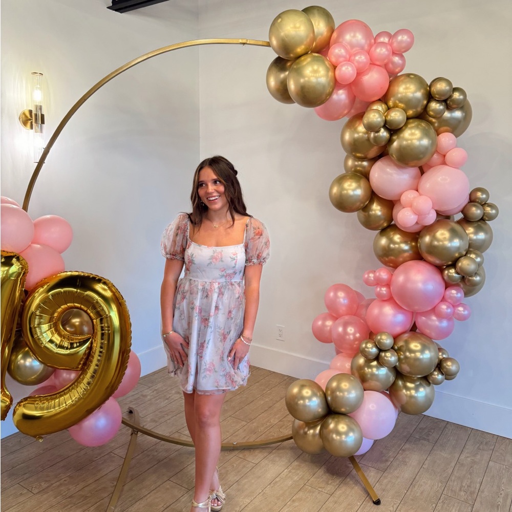 Altar'd State Floral Mini Dress in Pink and White